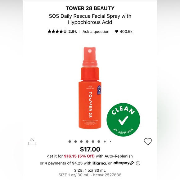 Tower 28 Other - Tower 28 SOS daily rescue facial spray